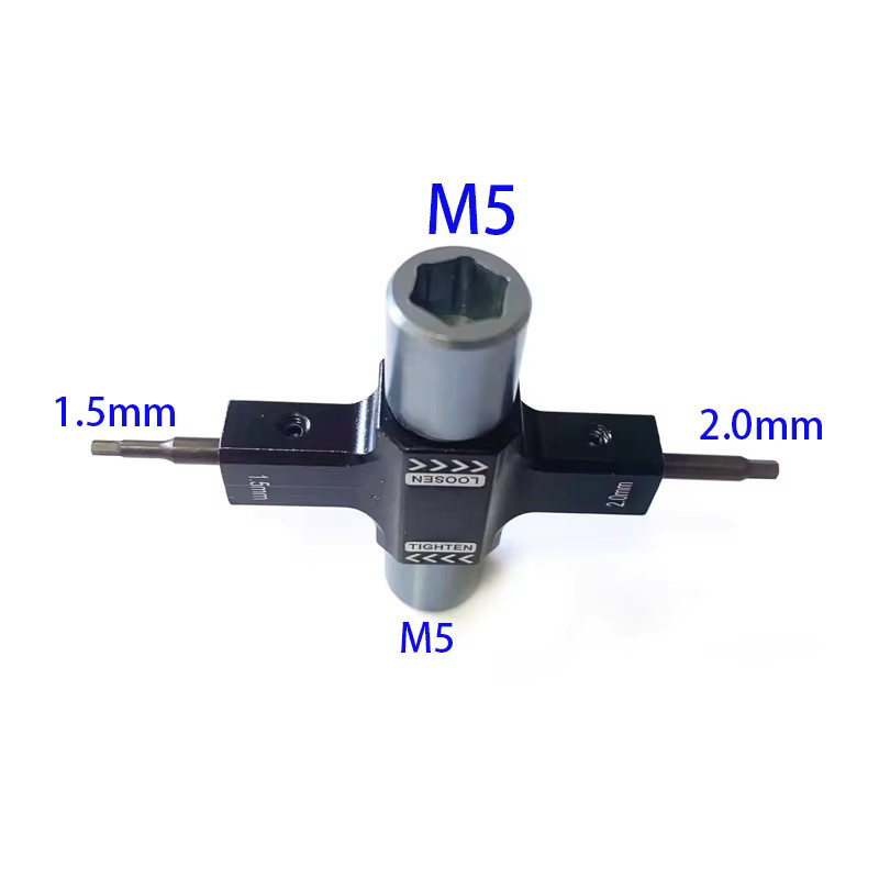 Creapart M5 Quad Wrench mit integriertem Einweglager und 1,5 mm/2 mm Schraubendreher für RC FPV Drohnen Propeller Bürstenlose Motoren in Schwarz - Bild 2