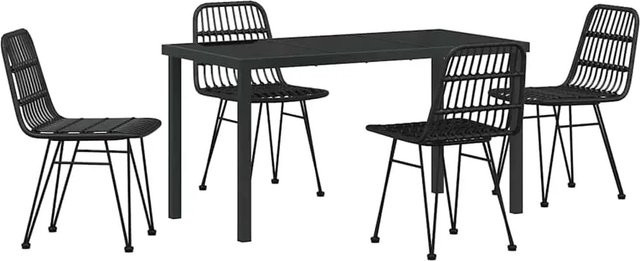 vidaXL Garten Essgruppe 5-teilig aus Poly Rattan und Glas in Schwarz - Bild 1