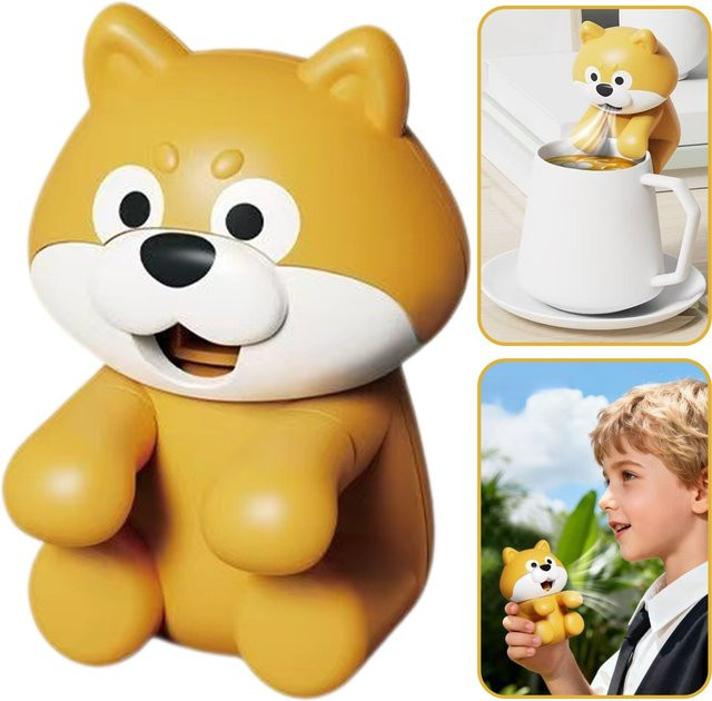 Dreaminglight Mini-Clip-On-Lüfterbecher in Gelb mit niedlichem Hunde-Design aus Kunststoff - Bild 1