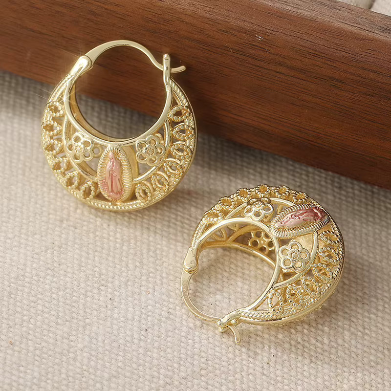 Creolen Metall, Gold, Vintage, Damen - Bild 2