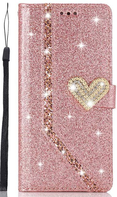 Glänzende Brieftaschen-Klapphülle aus Leder für Samsung Galaxy S26 Ultra, S25 FE, S24, S23, S22, S21, A16, A17, A26, A36, A37, A56, A57, A34, A54 in Pink - Bild 1