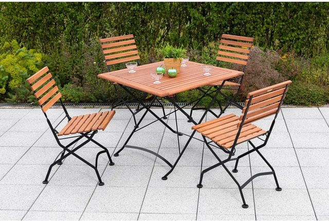 Merxx Gartenmöbelset Schlossgarten 5-teilig aus Eukalyptusholz in Anthrazit und Braun mit Klapptisch B: 90 cm, T: 90 cm - Bild 1