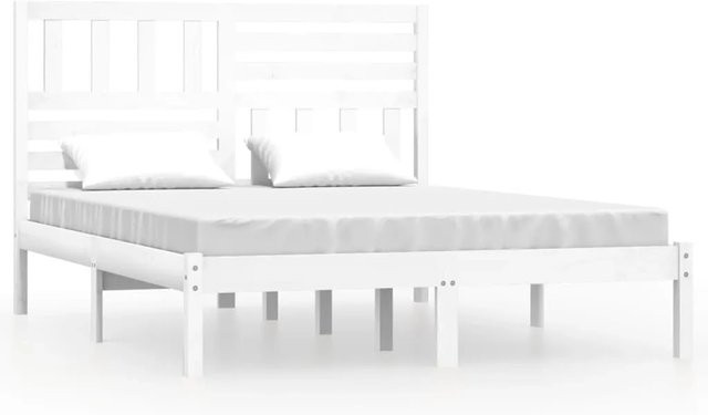 vidaXL Massivholzbett aus Kiefer in Weiß, B/T: 140 x 200 cm - Bild 1