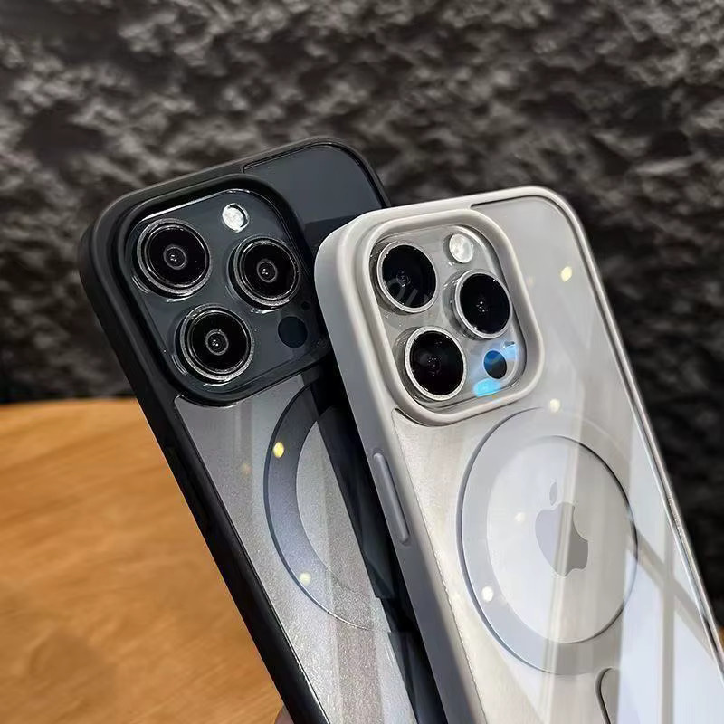 QIXTWO MagSafe Magnetische Drahtlose Lade Hülle aus Silikon für iPhone 11 12 13 14 15 16 Pro Max Plus in Transparent und Grau - Bild 4