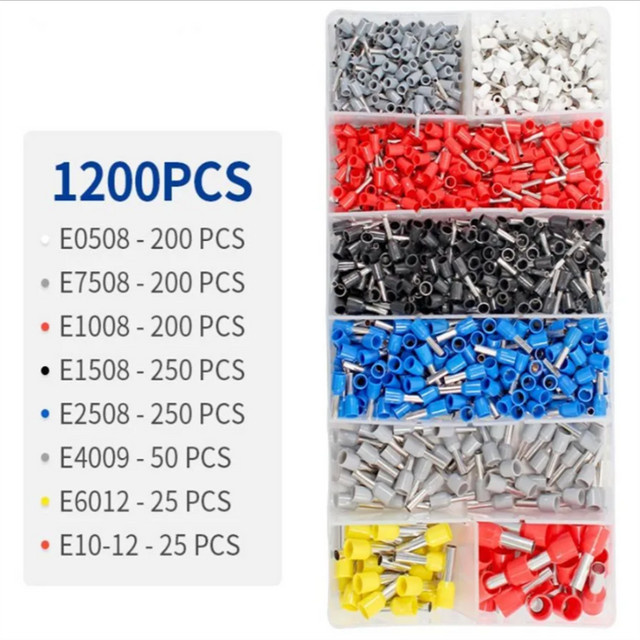1200-teiliges Aderendhülsen-Set mit isolierten Kabelendhülsen und Drahtverbinder-Klemmen in Multicolor für AWG 22-7 - Bild 1