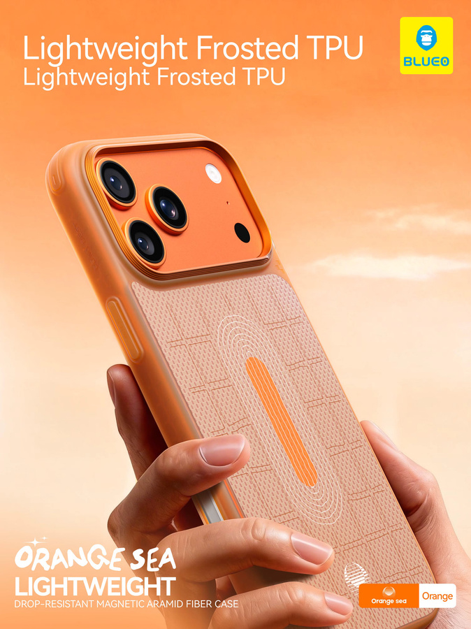 Blueo Magnetische Aramidfaser Hülle für iPhone 17 Pro Max in Orange - Bild 1