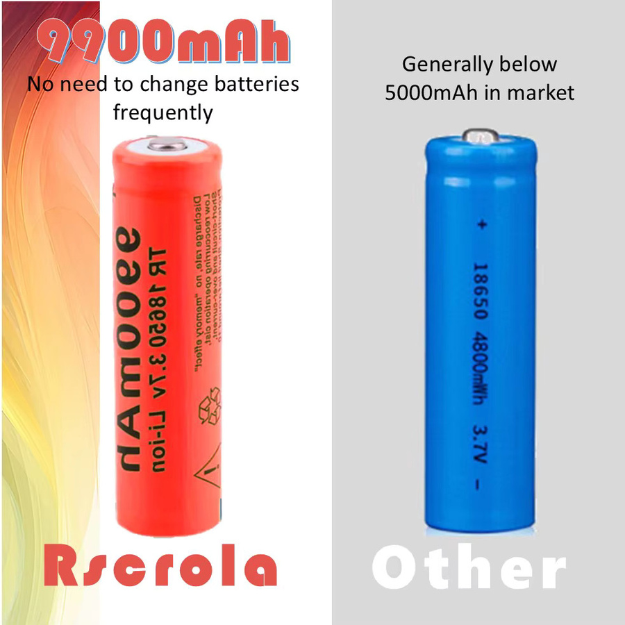 Rscrola Li-Ionen-Akku 18650, 3,7 Volt, 9900mAh, Farbe: Rot - Bild 2