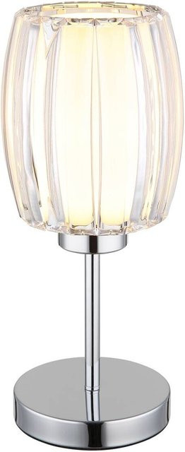 GLOBO Tischleuchte in Chrom und Schwarz mit Glas und Textil, modernes Design, E27, Höhe: 40 cm, Durchmesser: 18 cm - Bild 1