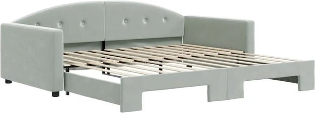 vidaXL Ausziehbares Tagesbett in Grau mit Schlaffunktion und Schublade aus Samt und Metall, B/T/H: 100–120 x 200 x 75 cm - Bild 1