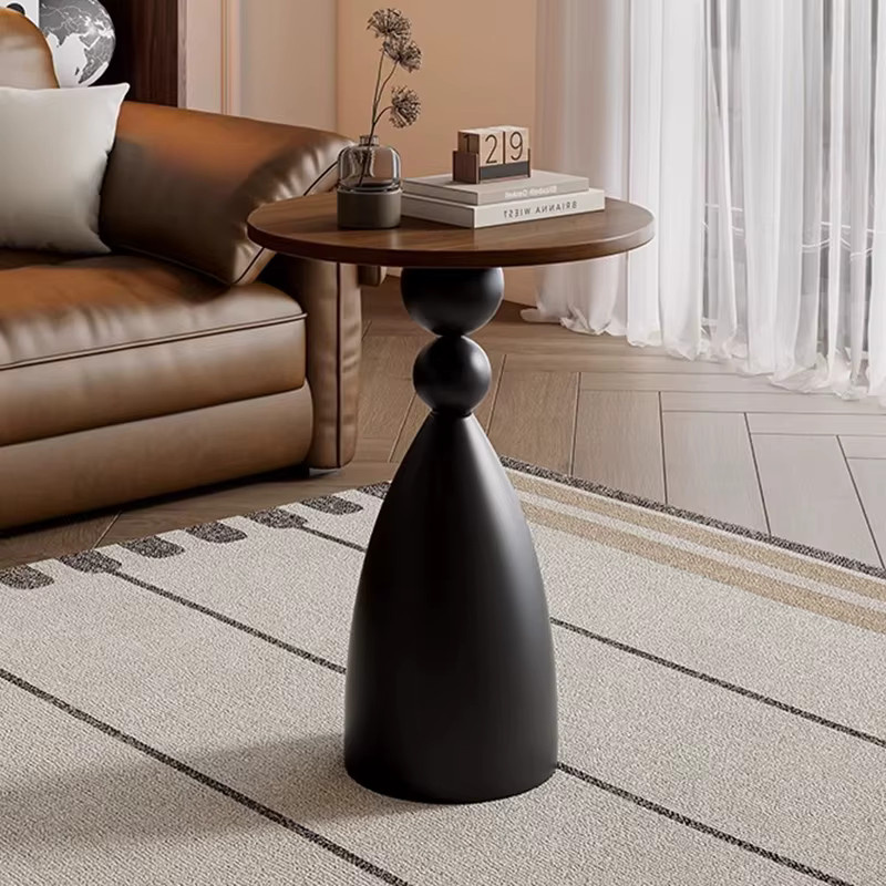 DUTRIEUX Minimalistischer runder Couchtisch aus Holz in Braun, Beistelltisch für Wohnzimmer und Terrasse - Bild 2