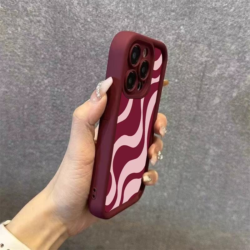 Modische iPhone Handyhülle mit roten Linien für Apple iPhone 11 bis iPhone 17 Pro Max in Rot - Bild 4