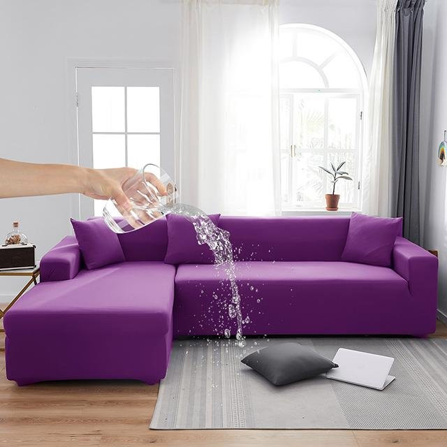 BRHUIXUE 2er-Set elastische Sofabezüge für 1-Sitzer, wasserabweisend und rutschfest, violett, Breite: 90-140 cm - Bild 1