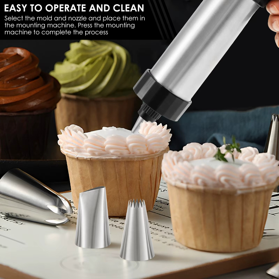 Willstar Kekspresse-Set aus Edelstahl in Silber und Schwarz mit 16 Keksscheiben und 8 Zuckerguss-Spitzen zum Backen von Keksen - Bild 4