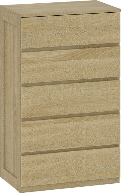 HOMCOM Kommode mit 5 Schubladen in Holzoptik, moderne Kommode für Schlafzimmer, Wohnzimmer und Flur, B/T/H: 60 x 39 x 100 cm - Bild 1