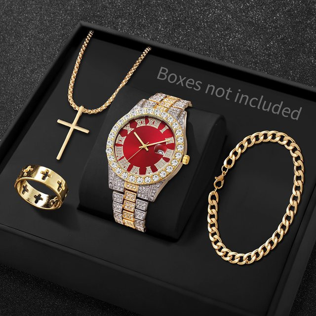 yolako Schmuck-Set, Quarzuhr, Edelstahl, Kristall, Herren - Bild 1