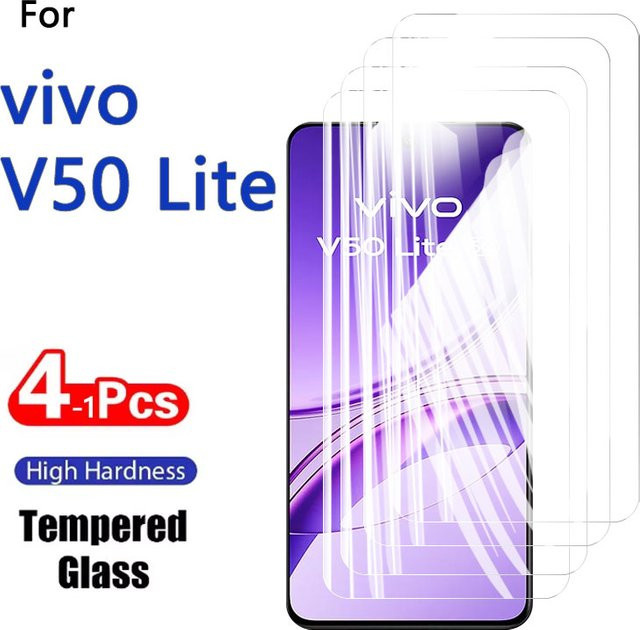 Displayschutzfolie aus gehärtetem Glas für Vivo V50 Lite, 6,77 Zoll, transparent, kratzfest und fingerabdruckfreundlich, 1–4 Stück - Bild 1