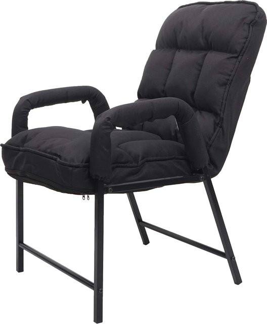 MCW Esszimmerstuhl K40 Polsterstuhl mit verstellbarer Rückenlehne und Armlehnen aus Metall und Textil in Schwarz - Bild 1