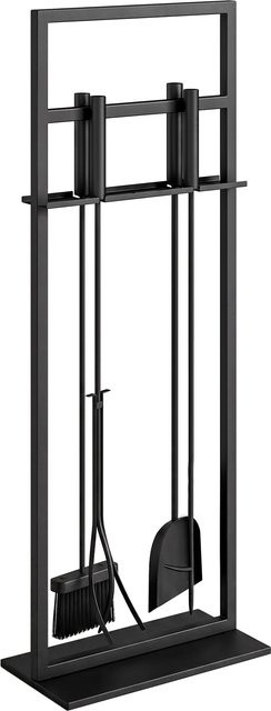 Outsunny 5-teiliges Kaminbesteck-Set aus Metall in Schwarz mit Ständer, B/T/H: 28 x 15 x 76 cm - Bild 1