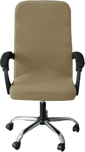 Elastischer Jacquard Bürostuhlbezug in Beige, rutschfester und waschbarer Sitzbezug für Computer- und Gaming-Stühle - Bild 1