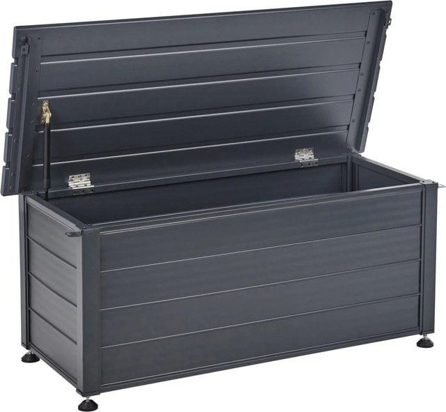 Beliani Truhe CAMPALTO Dunkelgrau aus Metall mit Schloss, B/T/H: 113 x 50 x 52 cm - Bild 1