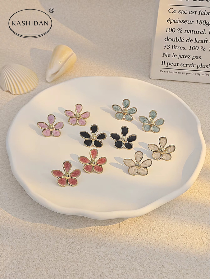 KASHIDAN Ohrstecker, Emaille Blumen, Edelstahl, Damen - Bild 2