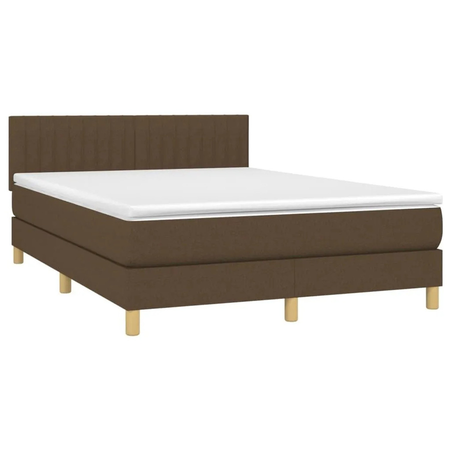vidaXL Boxspringbett mit Matratze in Dunkelbraun, Hybridbett mit LED-Unterbettbeleuchtung und USB-Ladeanschluss, B/T: 140 x 190 cm - Bild 2