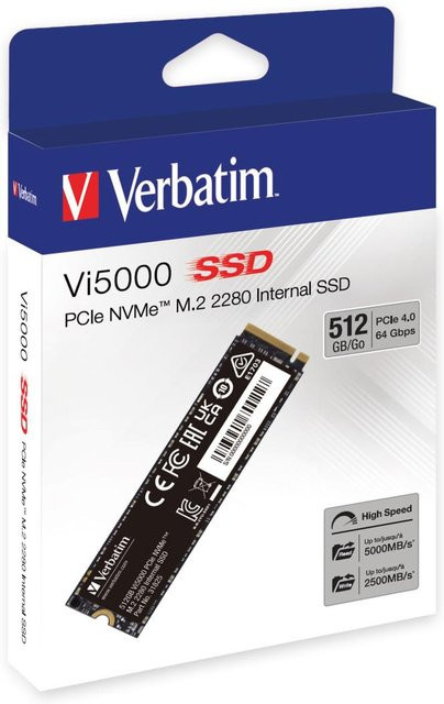 Verbatim Vi5000 NVMe M.2 SSD 512 GB, PCIe 4.0, Schwarz - Bild 1