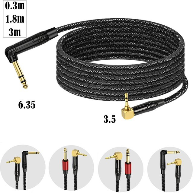 BSN 90-Grad-Adapterkabel mit 3,5-mm-Stecker auf 6,35-mm-Buchse für Kopfhörer, Lautsprecher und Verstärker - Bild 1