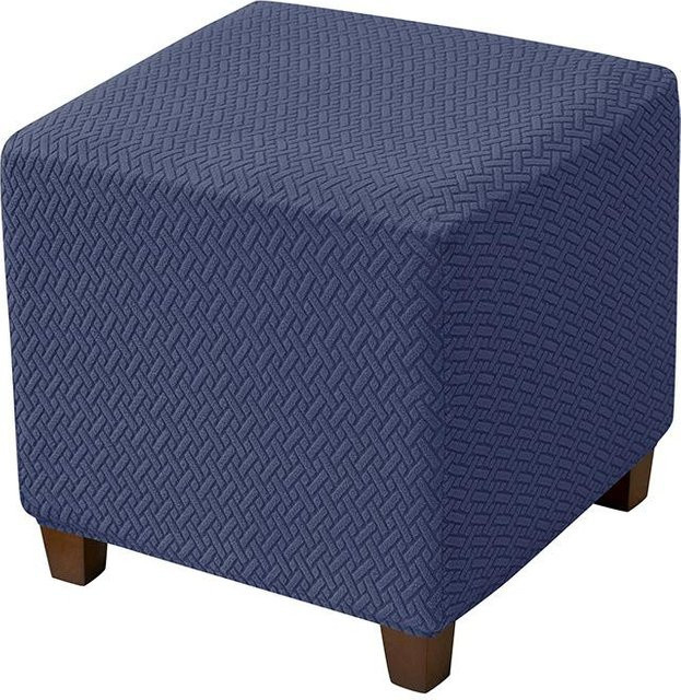 Yiran bag Stretch Ottoman Überzug in Blau aus elastischem Jacquard-Stoff für Hocker und Fußstützen - Bild 1