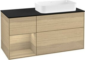 V&B Waschtischunterschrank Finion in Platinblau mit linkem Regal in Oa ven, Breite: 120 cm, Tiefe: 50,1 cm, Höhe: 50,1 cm - Bild 1