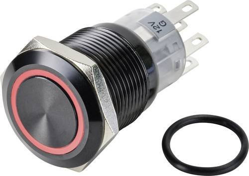 TRU COMPONENTS Drucktaster LAS1-AGQ-22E/R/12V/A Rot, 250 V/AC 3A, 2 x Aus/(Ein) tastend, Durchmesser: 19 mm, Schutzart IP65 - Bild 1