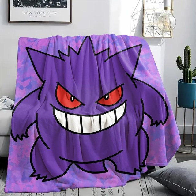 Flanellblanke mit Gengar Muster von HAPPYDAYSET in Lila, B/B: 80 x 120 cm - Bild 1