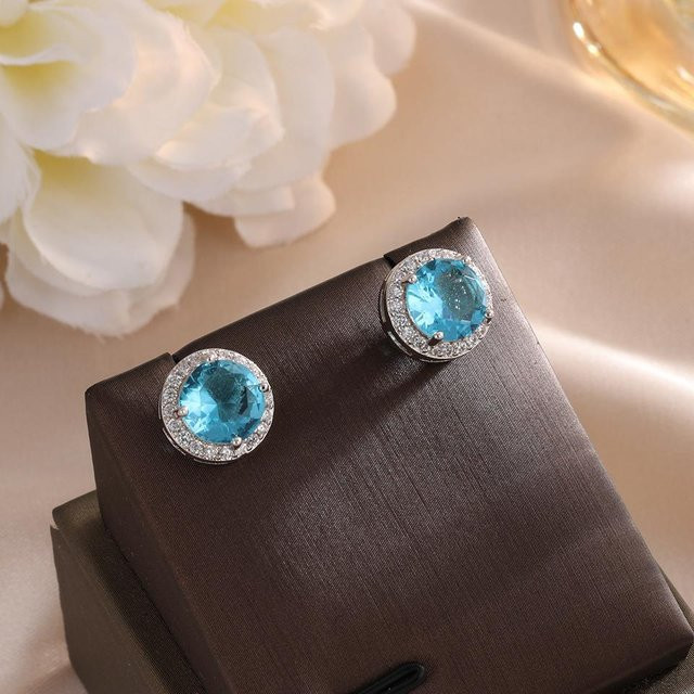 Lucky Star Jewelry Ohrstecker, Zirkonia, Silber, Blau, Gelb, Unisex - Bild 1