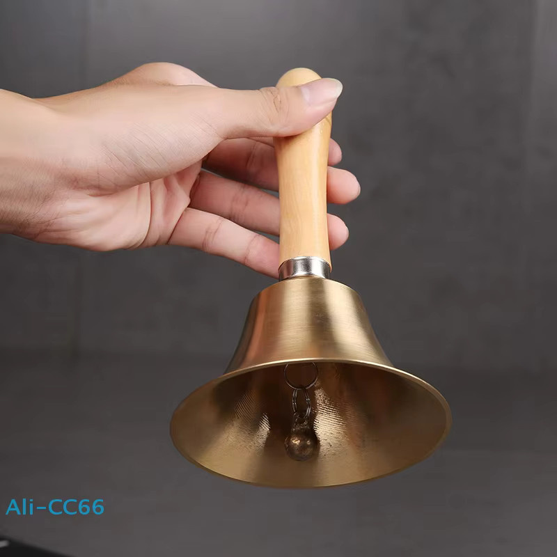 GUOMUZI Handglocke aus massivem Messing in Gold für Senioren, Tiertraining und Meditation, B/T/H: 15,0 x 8,0 cm - Bild 3