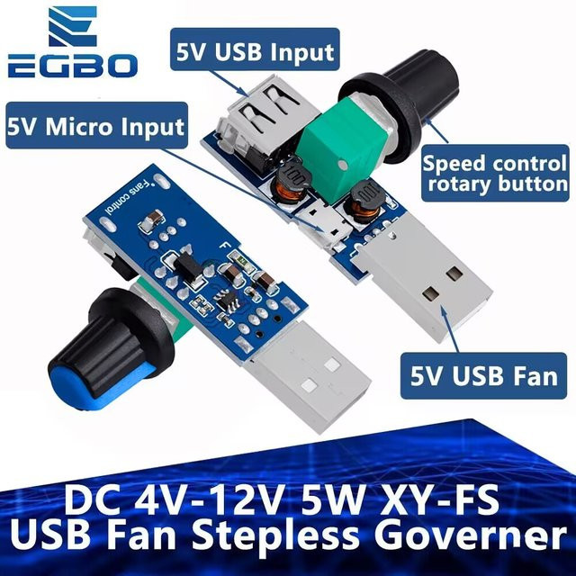 EGBO XY-FS USB-Lüftergeschwindigkeitsregler stufenloser Regler für 4V-12V 5W USB-Lüfter - Bild 1