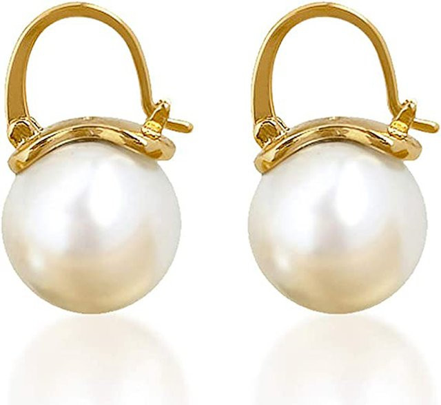 Huitan Ohrringe, Perle, Gold Farbe, Damen - Bild 1