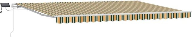 vidaXL Einziehbare Markise Grün-Gelb aus Stoff und Stahl, B: 500 cm, T: 300 cm, H: 165 cm - Bild 1