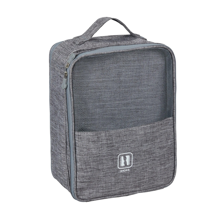 Relaxdays Schuhtasche aus Stoff in Grau Meliert für 2 Paar Schuhe, B: 30 cm, H: 23 cm, T: 13 cm - Bild 2