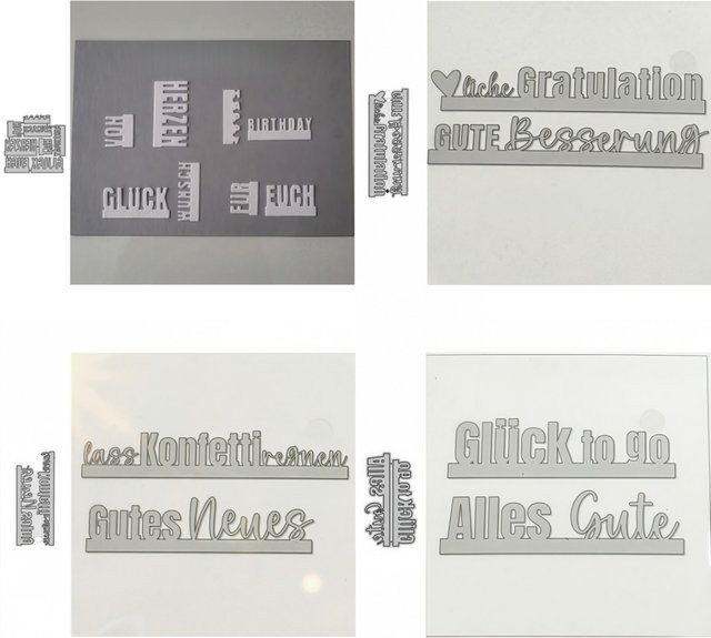 Metallform mit deutschem Grußtext 2026 in Silber zum Schneiden von Papier und Basteln von Karten, Geschenkboxen und Scrapbook-Weihnachts-DIY-Projekten - Bild 1