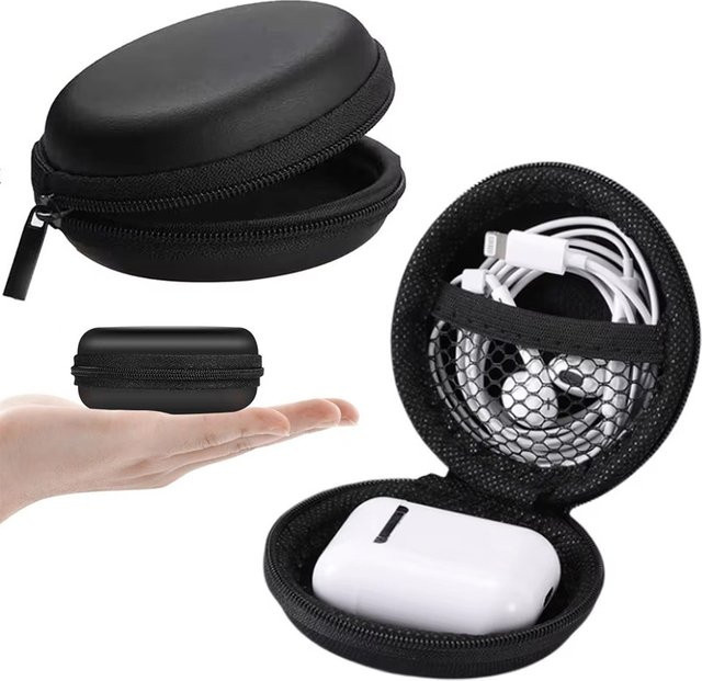 VORTNGLE Tragbare Hard Case Schutzhülle für Bluetooth Kopfhörer und USB-C Kabel in Schwarz - Bild 1