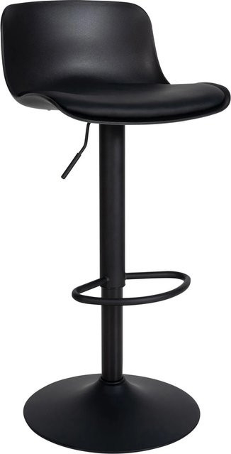 DELUKE Barhocker KUSI höhenverstellbar in Schwarz mit Lehne und Kunstleder-Steppmuster, B/T/H: 43,5 x 46 x 75-104 cm - Bild 1