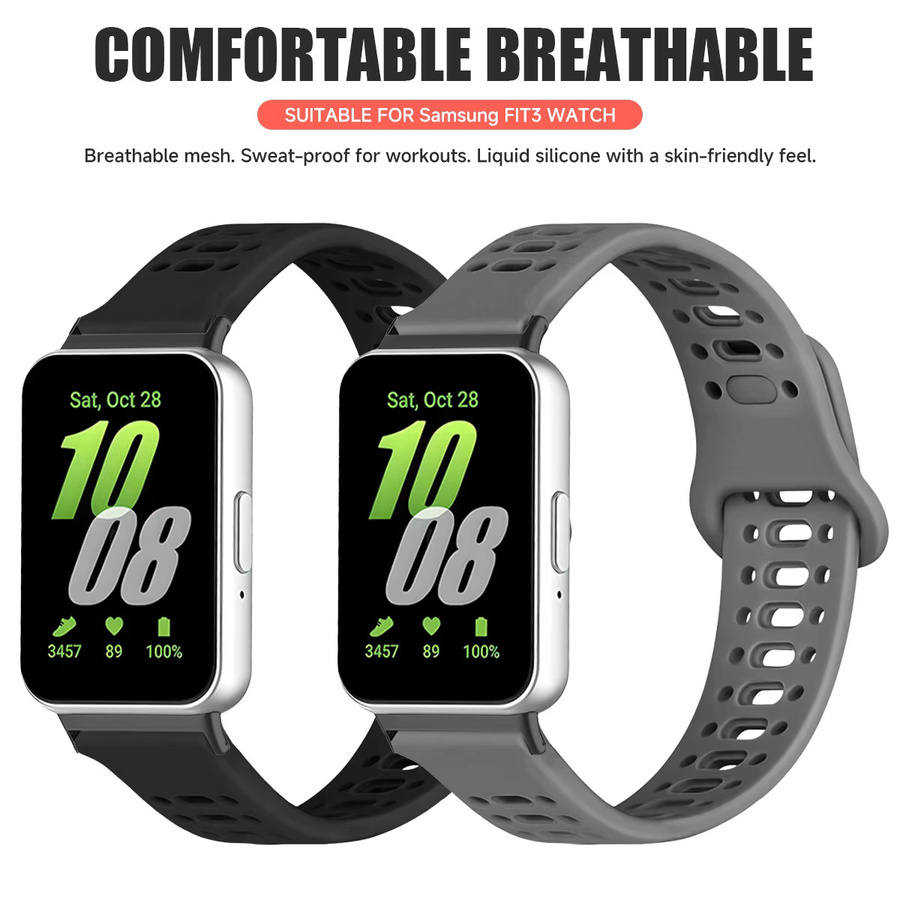 CHIICSMART Uhrenarmband Silikon, Schwarz, Unisex, Samsung Galaxy Watch Fit 3, Samsung Galaxy Fit3 - Bild 2