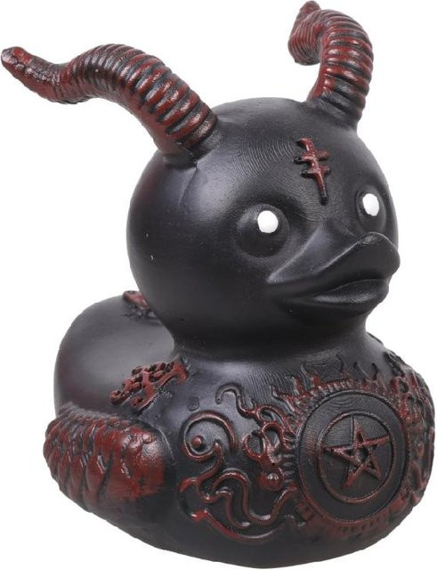 Duckieville Enten Skulptur Handgefertigte Satanische Punk und Rock Ente in Schwarz - Bild 1