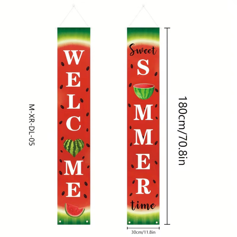 VIKAMA Sommer-Wassermelonen-Verandabanner als dekoratives Wandbanner für die Haustür, Mehrfarbig, B: 30,0 cm, H: 180,0 cm - Bild 5