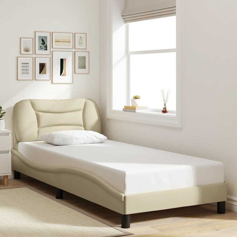 Vidaxl Polsterbett Modern in Creme mit Stoffbezug, B/T: 90 x 200 cm - Bild 1