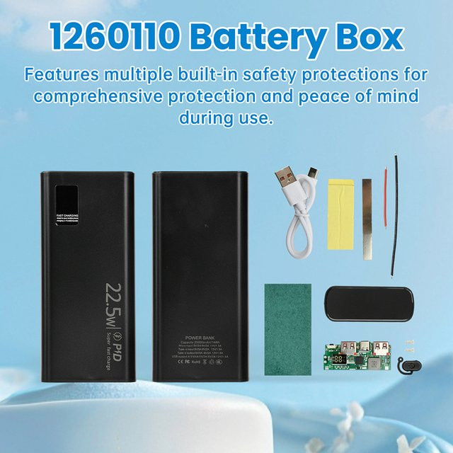 Gaqqee Powerbank DIY-Gehäuse mit 22,5W Schnelllademodul und PD Quick Charge Akkuhalter - Bild 1