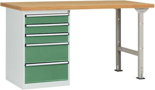Manuflex Werkbanksystem WC5115.6011 in Resedagrün, B: 300 cm, H: 70 cm, T: 150 cm - Bild 1