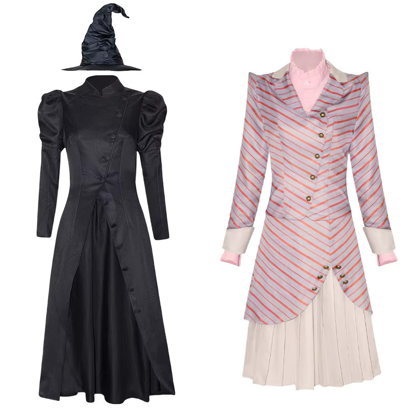 ZOBOTT Wicked Glinda Elphaba Cosplay Kostüm, Full Set, Schwarz - Bild 2