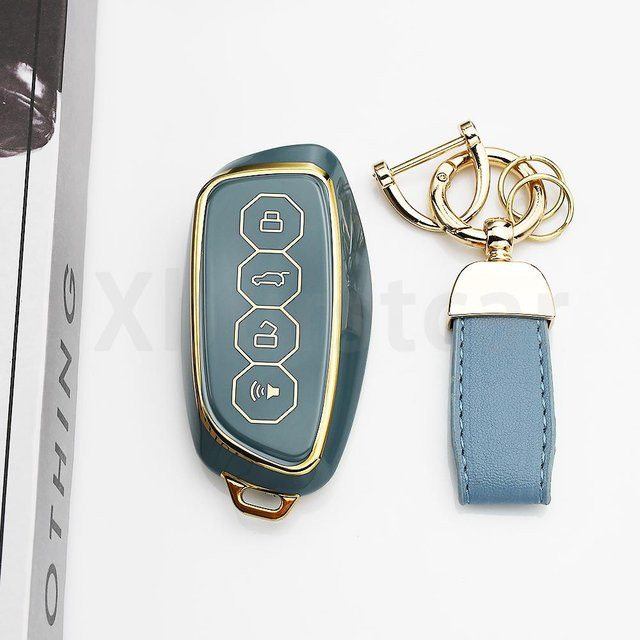 Goldrand TPU schlüssellose Auto-Schlüsselhülle Abdeckung für Haval Hover Jolion X Dog H2 H3 H5 H7 H8 M4 F7H H2S Xy H6 Dargo M6 H9 H6S F7 F7X in Grau - Bild 1