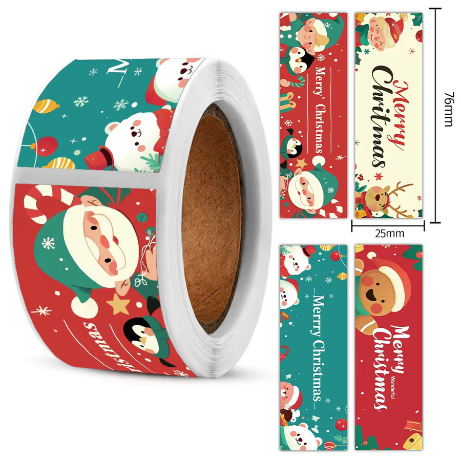 120 Stück Weihnachtsaufkleberrolle mit Weihnachtsmann und Eisbär in Mehrfarbig zum Verpacken aus Papier - Bild 3